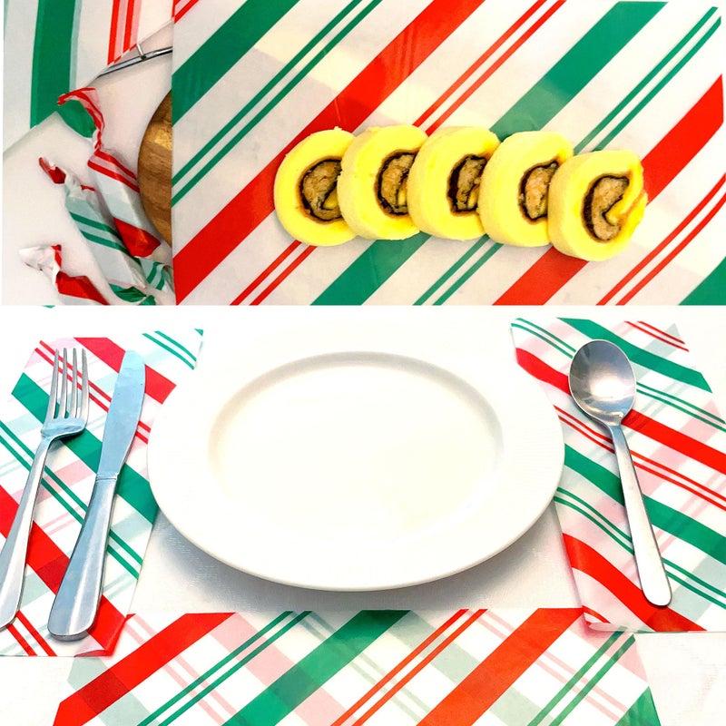 Suiwen 150pcs Christmas Wax Paper Sheet, Food Picnic Paper, Greaseproof Paper, Waterproof Dry Hamburger Paper Liners Wrapping Tissue for Plastic Food Basket (Green Red Striped) - Image 5